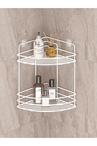 MultiStore Stainless Lifetime Bathroom Organizer - Adhesiveness, Shampoo Holder White Tk02