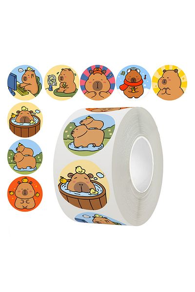 Choice 1roll 500 Pcs/roll Cartoon Capybara Animal Stickers Cute Reward Sticker Notebook Suitcase Laptop Sti