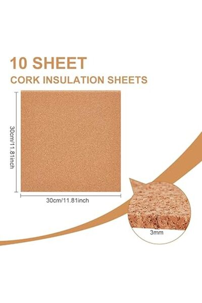 choice2 AECH06-10660 10 Pack Cork Sheets (3mm thick) Cork Tiles Cork Mat 12x8...
