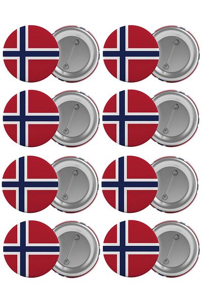 Saturn Norway Flag Bag Badge Set 8 Pieces Biggest Size 5.8cm Pined Brooches