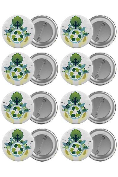 Saturn Environmental Protection Week Bag Badge Set 8 Pieces Biggest Size 5.8cm Pin Brooch