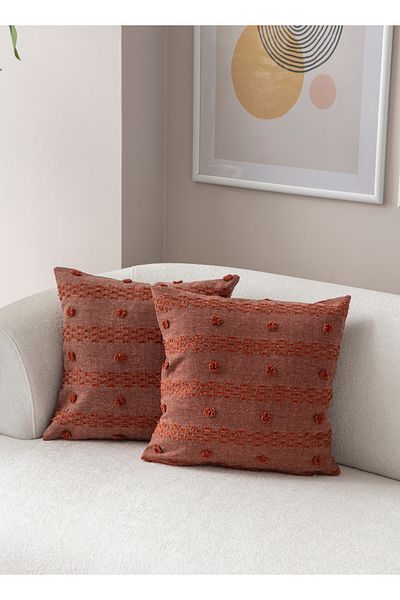 SWITA Tesatura de in Dublu Buline - Husa de perna 43x43 Tigla