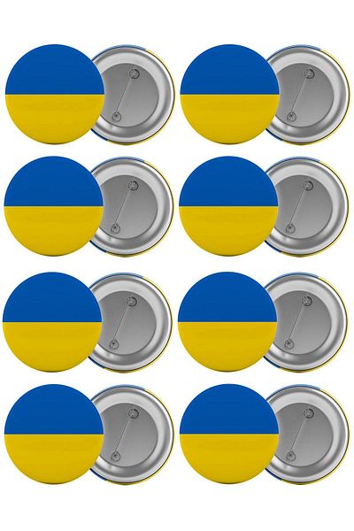 Saturn Ukrainian Flag Bag Badge Set 8 Pieces Biggest Size 5.8cm Pin Brooch
