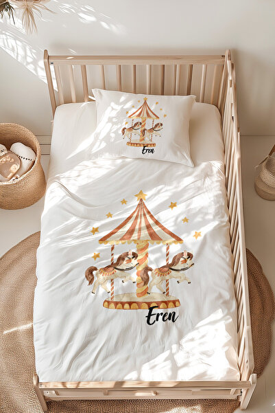 Lilabio %100 Pamuk Isme Özel Isimli Montessori Yatak Nevresim Takımı (100X200...