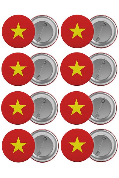 Saturn Vietnam Flag Bag Badge Set 8 Pieces Biggest Size 5.8cm Pin Brooch