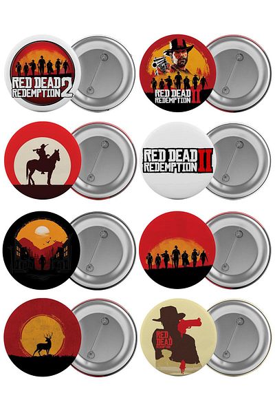 Saturn Red Dead Bag Badge Set 8 Pieces Biggest Size 5.8cm Pin Brooch
