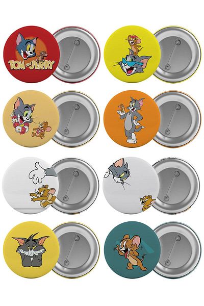 Saturn Tom And Jerry Bag Badge Set 8 Pieces Biggest Size 5.8cm Pin Brooch
