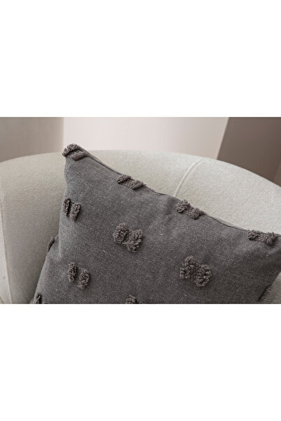 SWITA Single Decorative Polka Dot Linen Fabric Throw Pillow Cover 43X43 Gray