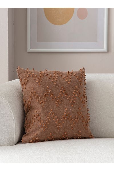 SWITA 43x43 Кафява ленена възглавница на точки - Единична декоративна калъфка