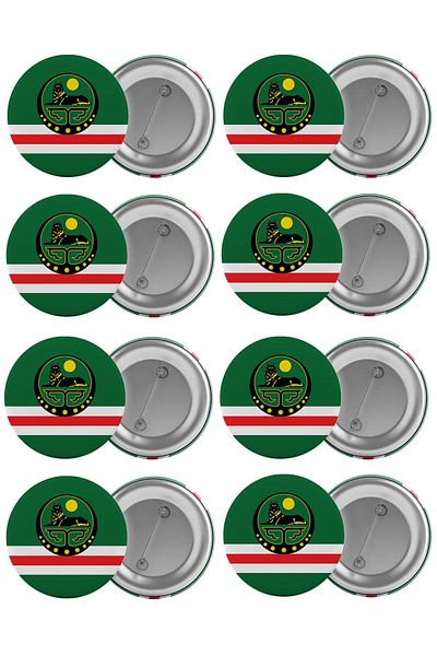 Saturn Chechnya Içkerya Flag Bag Badge Set 8 Pieces Biggest Size 5.8cm Pin Brooch