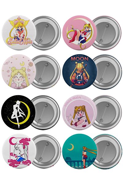 Saturn Sailor Moon Çanta Rozeti Seti 8 Adet En Büyük Boy 5.8cm Iğneli Broş Ay...