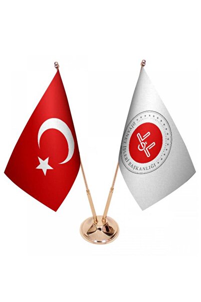 Saturn Masa Üstü Diyanet Işleri Bayrağı Türk Bayrağı Ikili Pirinç Direk Masa ...