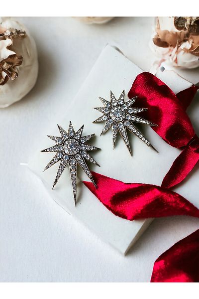 FAYRA ACCESSORIES North Star Earrings with Zirconia