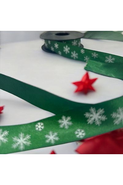 BukiroAtelier Christmas Ribbon - Pine Tree Patterned, 2 Meters Gift Packaging