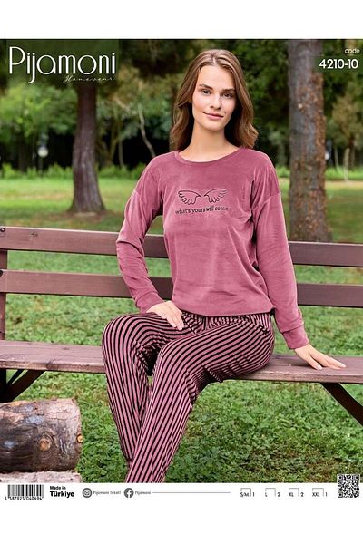 Pijamoni Γυναικείο Σετ Πιτζάμες Winter Crew Neck Lycra Velvet 4210/10- 1 Τεμάχιο