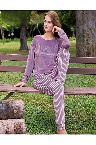 Pijamoni Set de pijamale de iarnă pentru femei, din catifea din lycra, 4210/6- 1 bucată