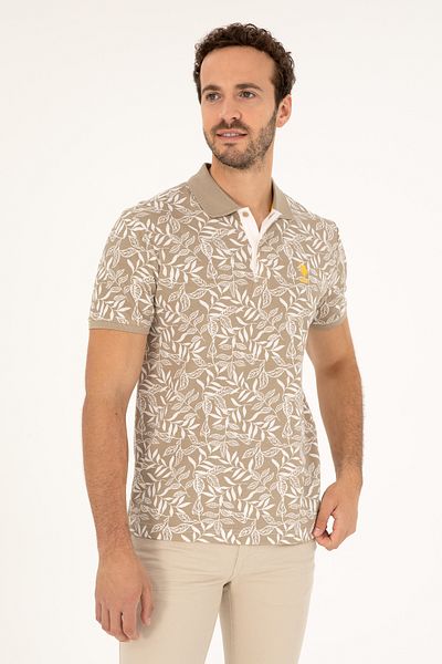 U.S. Polo Assn. Ανδρικό μπλουζάκι με κανονική εφαρμογή Polo Neck Light Khaki 50281959-vr183