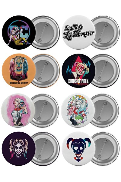 Saturn Harley Quinn Çanta Rozeti Seti 8 Adet En Büyük Boy 5.8cm İğneli Broş