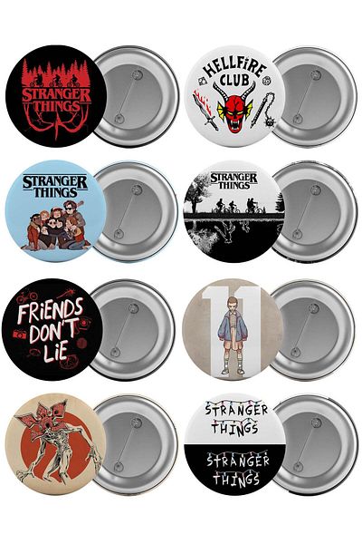 Saturn Stranger Things Bag Badge Set 8 Pieces Biggest Size 5.8cm Pin Brooch