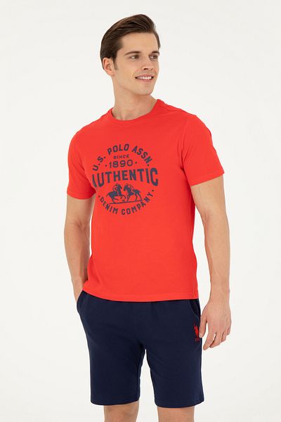 U.S. Polo Assn. Men's Regular Fit Crew Neck Red T-Shirt 50282005 -Vr030