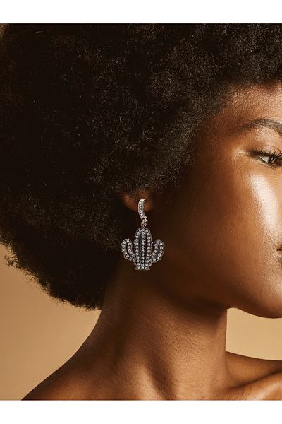 FAYRA ACCESSORIES Crystal Stone Cactus Figure Earrings