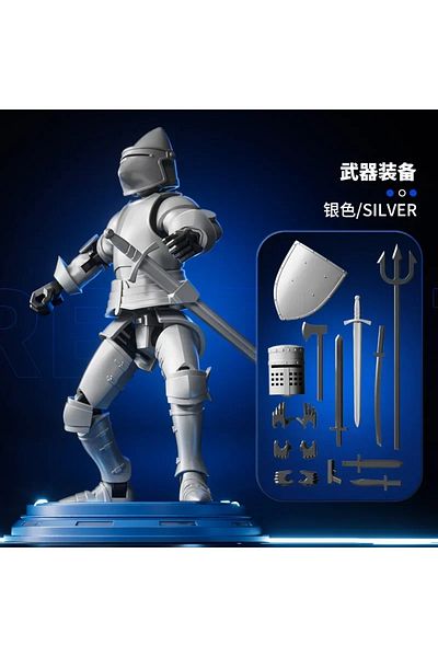 BANDAI SILVER Knight Action Figures Paladin 13 Jointed Movable Shapeshift Robot 3D Printed Mannequin Charac