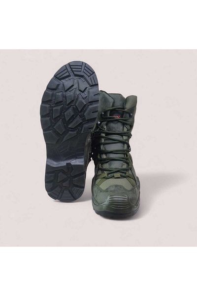 LIGHTINGHM Military Camping Tactical KHAKI Τακτικές χειμερινές μπότες εξωτερικού χώρου από συνθετικό δέρμα με φερμουάρ