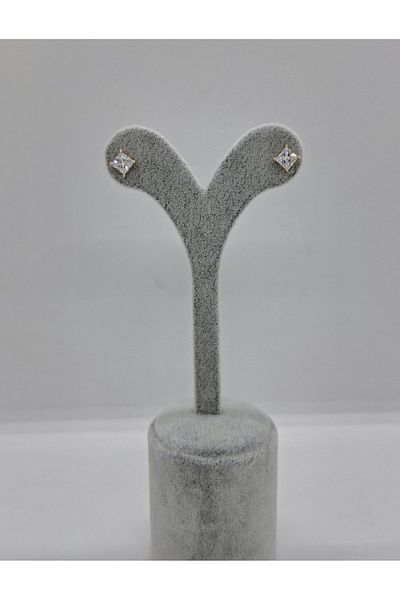 stainles steel 5 mm Baguette Stone Knob Steel Earrings