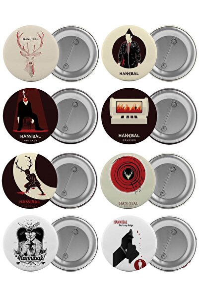 Saturn Hannibal Çanta Rozeti Seti 8 Adet En Büyük Boy 5.8cm İğneli Broş