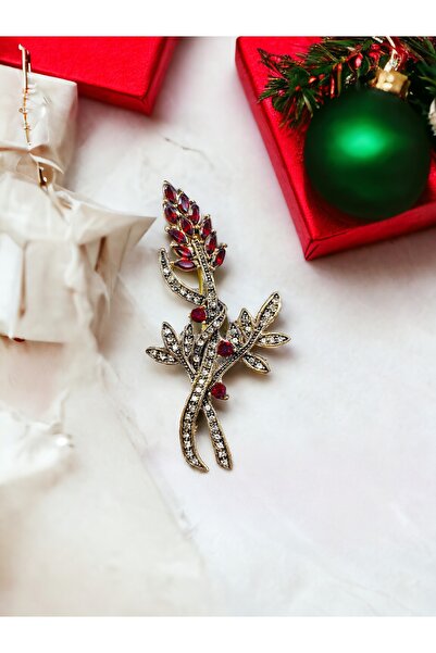 FAYRA ACCESSORIES Kristal Taş Çiçek Broş