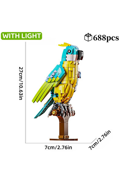 Choice مجموعة مكعبات بناء ميكانيكية تقنية مكونة من 688 قطعة من ببغاء مع ضوء، نموذج حيوان طائر أنمي