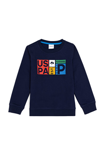 U.S. Polo Assn. Boy's Navy Blue Crew Neck Sweatshirt 50282002-Vr033