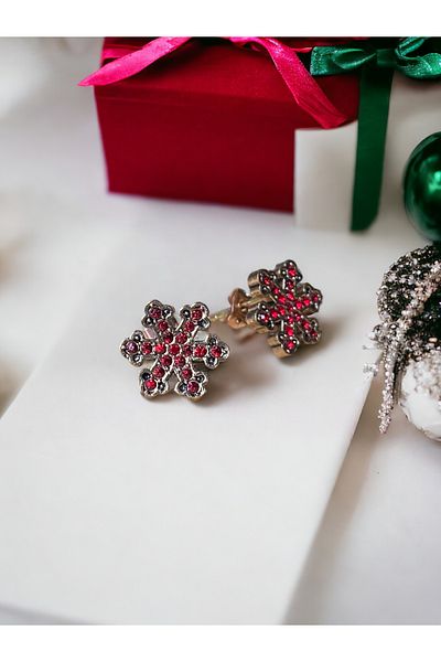 FAYRA ACCESSORIES Ruby Red Snowflake Earrings