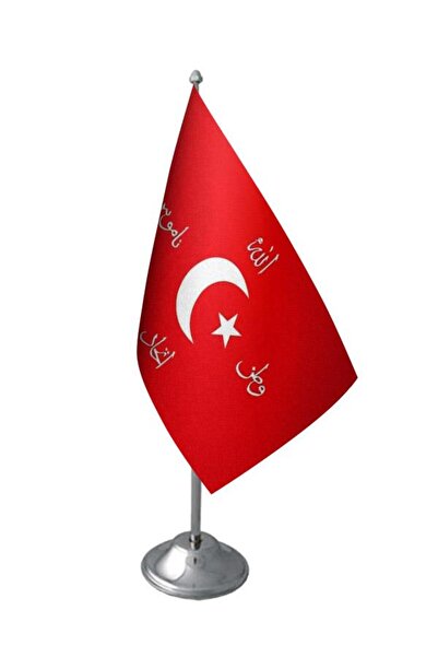Saturn Masa Üstü Ittihat Ve Terakki Bayrağı Krom Direk Masa Bayrak Seti