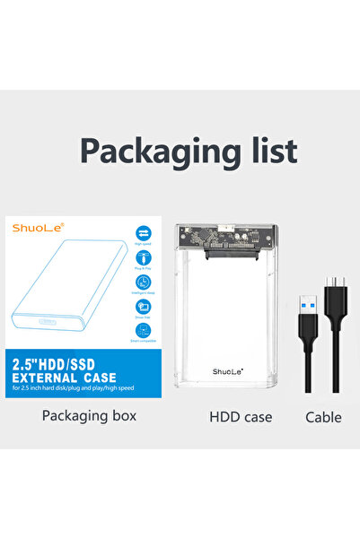 Choice Transparent USB Hard Disk Case 2.5 Inch SSD Case SATA to USB 3.2 HDD E...