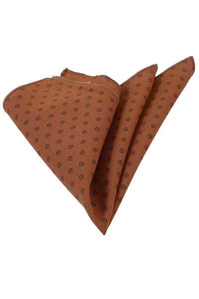 Exve Exclusive Brown Geometric Patterned Cotton Collar Handkerchief