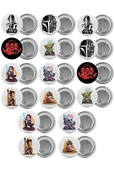 Saturn Star Wars Çanta Rozeti Seti 16 Adet En Büyük Boy 5.8cm İğneli Broş