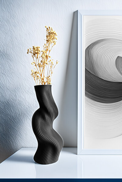 Obaco Vază decorativă cu valuri din bioplastic, modernă, simplă, elegantă, cu dungi verticale