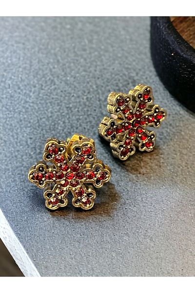 FAYRA ACCESSORIES Ruby Red Snowflake Earrings