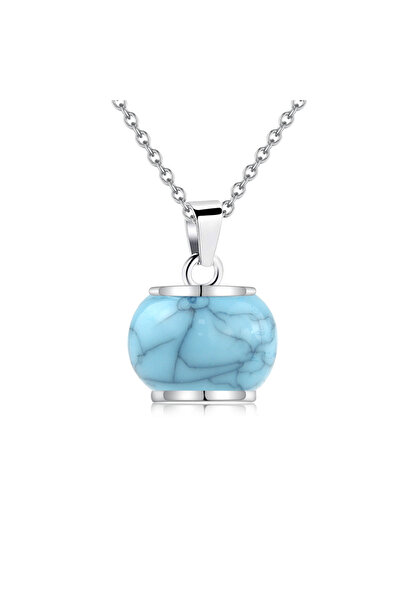 Choice قلادة فضية زرقاء مستديرة بتصميم إنفينيتي لحفظ رماد الموتى، مجوهرات لحف...