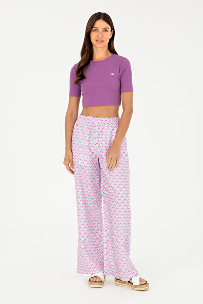 U.S. Polo Assn. Kadın Pembe Loose Relax Fit Kanvas Pantolon 50282346-VR041