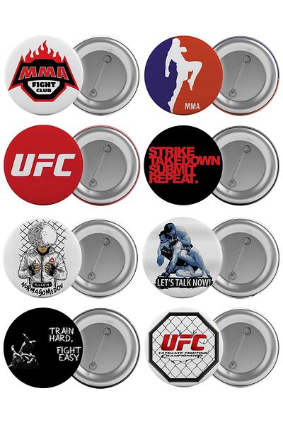 Saturn Mma Bag Badge Set 8 Pieces Biggest Size 5.8cm Pin Brooch