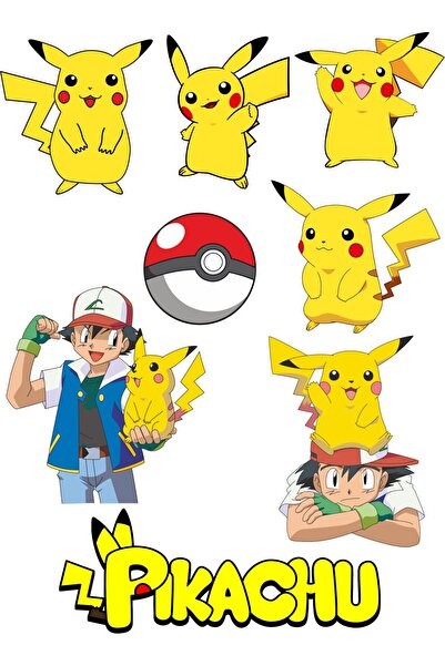 İŞCAN MOTOR Oto Sticker Etiket Pikachu A4 Set Motosiklet Sticker