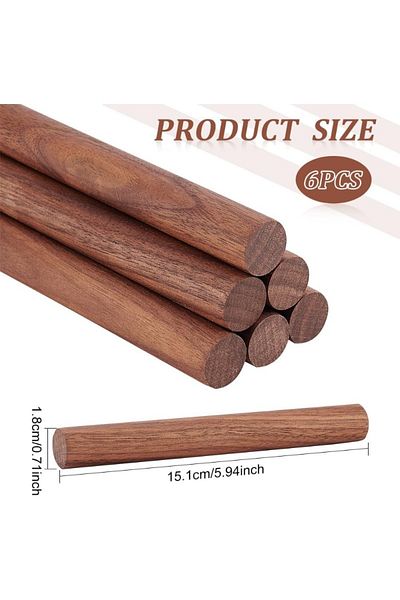 Choice Aech03-13810 6pcs Walnut Dowel Rod Sticks Unfinished Round Wooden Crafts Sticks For Crafts Or Diy Br