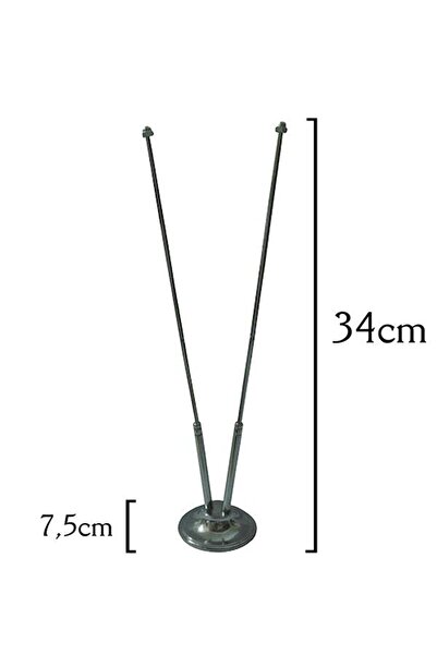 Saturn Masa Üstü Polis Arması Bayrağı Türk Bayrağı Ikili Krom Direk Masa Bayrak Seti