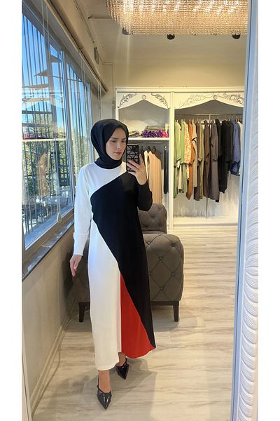 Invee Invee 6989 Geometric Black Knitwear Dress