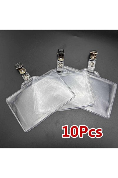 Choice 10 قطع أفقية 10 مجموعات حامل بطاقة شفاف مشبك معدني حامل بطاقة العمل بط...