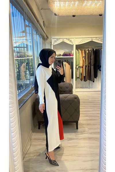 Invee Invee 6989 Geometric Black Knitwear Dress