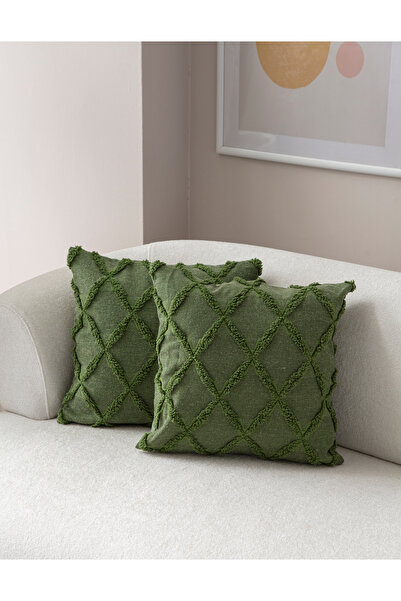 SWITA Țesătură de in verde Buline duble - Husă de pernă 43x43