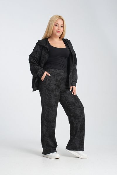Dejabrew Jeans Black Oil Pattern Printed Trousers with Elastic Waist Pockets A031-1